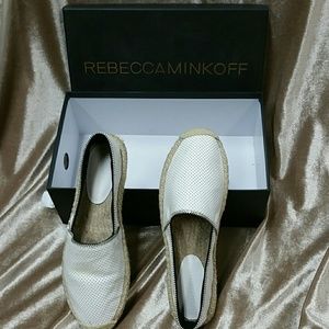 NIB Rebecca Minkoff white leather espadrilles